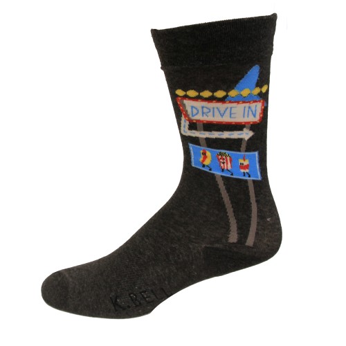 K. Bell Men's Drive In Crew Socks 1 Pair, Charcoal Heather, Men's 10-13 Shoe