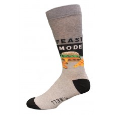 K. Bell Men's Feast Mode Crew Socks 1 Pair, Grey Heather, Men's 10-13 Shoe