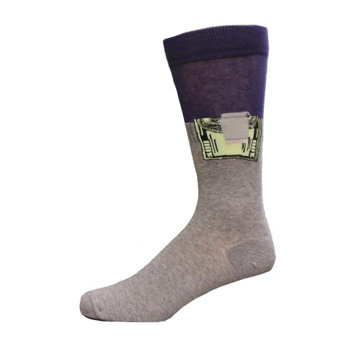 K. Bell Men's Money Clip Crew Socks 1 Pair, Charcoal Heather, Men's 10-13 Shoe