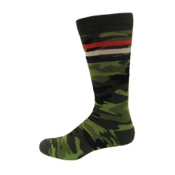K. Bell Men's Camo Stripe Crew Socks 1 Pair, Green, Men's 10-13 Shoe