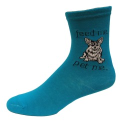 K. Bell Women's Pet Me Crew Socks 1 Pair, Teal, Women's 9-11 Shoe