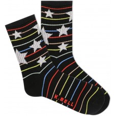 K. Bell Women's Metallic Stars Active Socks 1 Pair, Black, Women's 9-11 Shoe