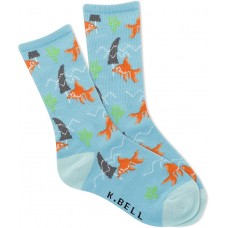 K. Bell Kid's Trick Goldfish Socks 1 Pair, Turquoise, Kid's 7-8.5 Shoe