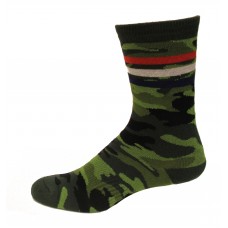 K. Bell Women's Varsity Camo Crew Socks 1 Pair, Green, Women's 9-11 Shoe