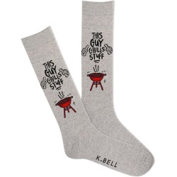 K. Bell Men's This Guy Grills Stuff Crew, Grey Heather, Men's Shoe 10-13, 1 Pair