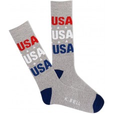 K. Bell Men's Usa Crew, Medium Grey Heather, Men's Shoe 10-13, 1 Pair