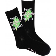 K. Bell Women's Don'T Kill My Vibe Crew, Black, Women's Shoe 9-11, 1 Pair