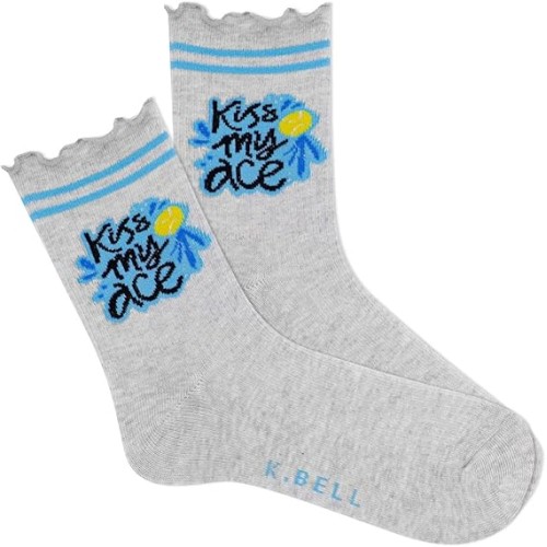 K. Bell Women's Kiss My Ace Crew, Grey Heather, Women's Shoe 9-11, 1 Pair