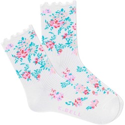 K. Bell Women's Summer Ditsy Floral Crew, White, Women's Shoe 9-11, 1 Pair