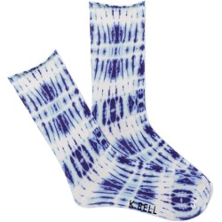 K. Bell Women's Printed Roll Top Sock, Blue Multi, Women's Shoe 9-11, 1 Pair