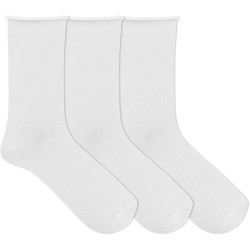 K. Bell Women's Relaxed Roll Top, White, Women's Shoe 9-11, 3 Pair