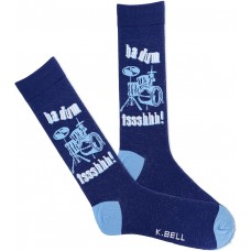 K. Bell Men's Ba Dum Tssshhh Crew Socks 1 Pair, Blue, Men's 10-13