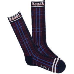 K. Bell Men's Rebel Plaid Crew Socks 1 Pair, Mid Blue, Men's 10-13
