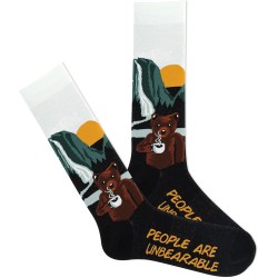 K. Bell Men's People Are Unbearable Crew Socks 1 Pair, Anthracite, Men's 10-13