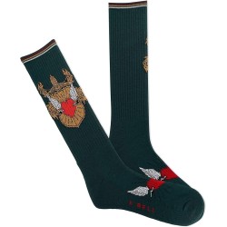 K. Bell Men's Guarded Heart Active Crew Socks 1 Pair, Green, Men's 10-13