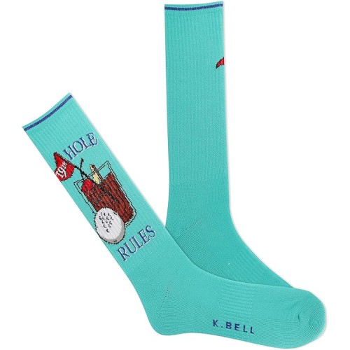 K. Bell Men's 19Th Hole Active Crew Socks 1 Pair, Turquoise, Men's 10-13