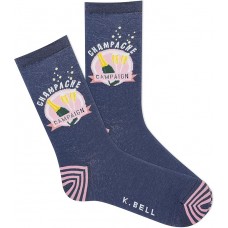 K. Bell Women's Champagne Campaign Crew Socks 1 Pair, Navy, Women's 9-11