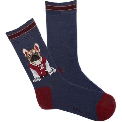 K. Bell Women's French Bull Dog Captain C Socks 1 Pair, Navy, Women's 9-11
