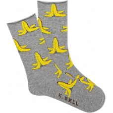 K. Bell Women's Fuzzy Banana Peel Roll To Socks 1 Pair, Medium Grey Heather, Women's 9-11