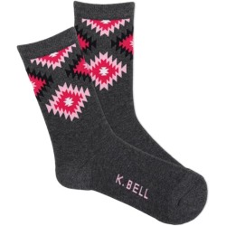 K. Bell Women's Blanket Aztec Crew Socks 1 Pair, Medium Grey Heather, Women's 9-11