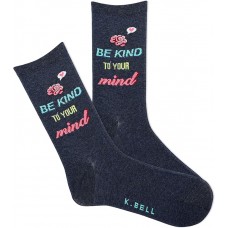 K. Bell Women's Be Kind To Your Mind Crew Socks 1 Pair, Denim Heather, Women's 9-11