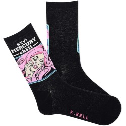 K. Bell Women's Hey Mercury Chill Crew Socks 1 Pair, Black, Women's 9-11
