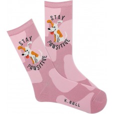 K. Bell Women's Stay Pawsitive Crew Socks 1 Pair, Rose, Women's 9-11