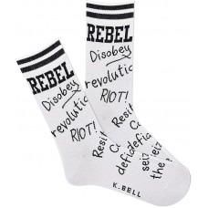 K. Bell Women's Rebel Scribble Crew Socks 1 Pair, White, Women's 9-11