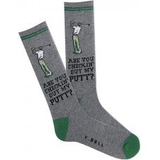 K. Bell Men's Checkin Out My Putt Socks 1 Pair, Medium Grey Heather, Men's 10-13