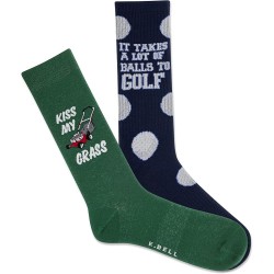 K. Bell Men's Kiss My Grass Crew Socks 2 Pair, Grey Assort, Men's 10-13