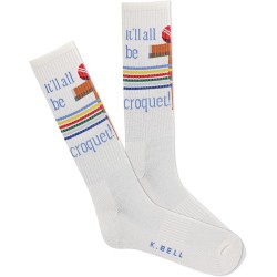 K. Bell Men's It'll Be Croquet Active Crew Socks 1 Pair, Light Oatmeal, Men's 10-13