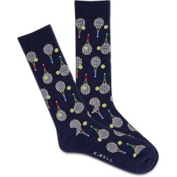 K. Bell Men's Racket Repeat Crew Socks 1 Pair, Navy, Men's 10-13