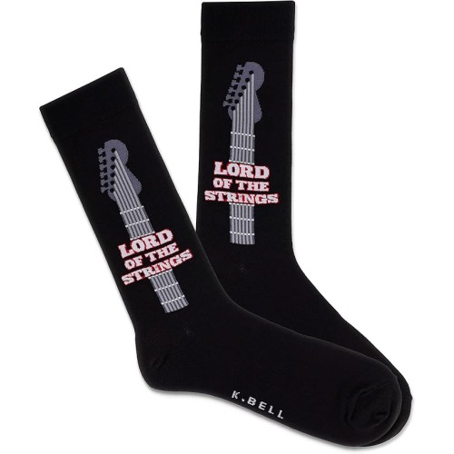 K. Bell Men's Lord Of The Strings Crew Socks 1 Pair, Black, Men's 10-13