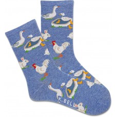 K. Bell Women's Farm Animals Crew Socks 1 Pair, Light Blue, Women's 9-11