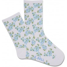 K. Bell Women's Cottage Floral Crew Socks 1 Pair, White, Women's 9-11