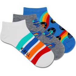 K. Bell Women's Roller Skate Low Cut Socks 3 Pair, Grey Assort, Women's 9-11