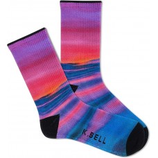 K. Bell Women's Sunset Waves Crew Socks 1 Pair, White, Men's 10-13