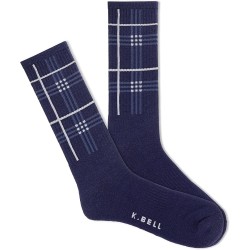 K. Bell Men's Charley Plaid Active Crew Socks 1 Pair, Navy, Men's 10-13 K. Bell Men's Charley Plaid Active Crew Socks 1 Pair, Navy, Men's 10-13