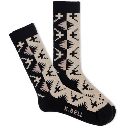 K. Bell Men's Sonora Print Crew Socks 1 Pair, Black, Men's 10-13