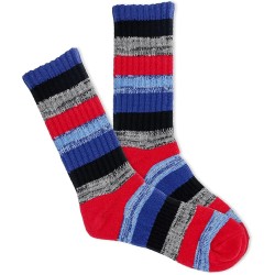 K. Bell Men's Aspen Stripe Active Boot Socks 1 Pair, Blue, Men's 10-13