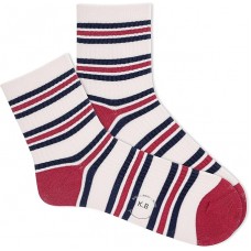 K. Bell Women's Clyde Stripe Ribbed Ankle Socks 1 Pair, Light Oatmeal, Women's 9-11