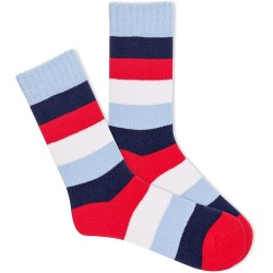 K. Bell Women's Stripe Boot Crew Socks 1 Pair, Cerulean, Women's 9-11