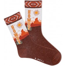 K. Bell Women's Howdy Crew Socks 1 Pair, Sable, Women's 9-11