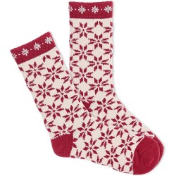 K. Bell Women's Nordic Snowflake Boot Crew Socks 1 Pair, Light Oatmeal, Women's 9-11