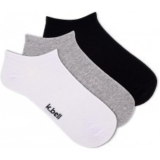 K. Bell Women's 3Pk Flex Fit No Show Socks 3 Pair, Grey Assort, Women's 4-10 Shoe