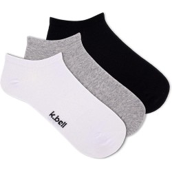 K. Bell Women's 3Pk Flex Fit No Show Socks 3 Pair, Grey Assort, Women's 4-10 Shoe