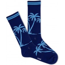 K. Bell Men's Random Feed Palm Tree Crew Socks 1 Pair, Cobalt Blue, Men's 10-13 Shoe