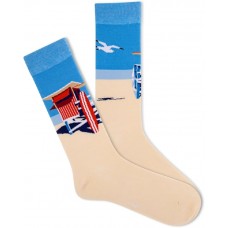 K. Bell Men's Beach Hut Crew Socks 1 Pair, Blue Melange, Men's 10-13 Shoe