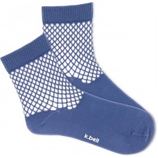 K. Bell Women's Net Crew Socks 1 Pair, Blue, Women's 4-10 Shoe