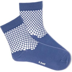 K. Bell Women's Net Crew Socks 1 Pair, Blue, Women's 4-10 Shoe